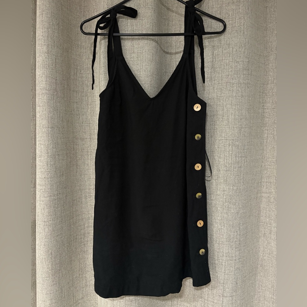 Topshop Black Mini Dress with Button Detail